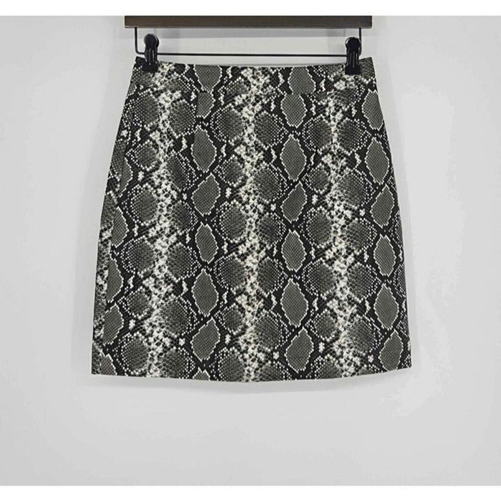 Thread & Supply Womens Faux Leather Back Zip Snake Print Mini Skirt Sz Small